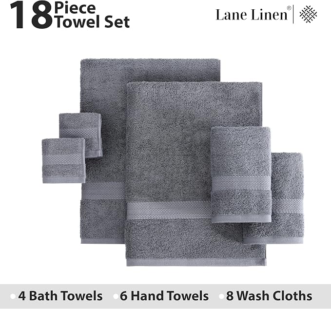 LANE LINEN 100% Cotton Bath Towel Set - Image 4