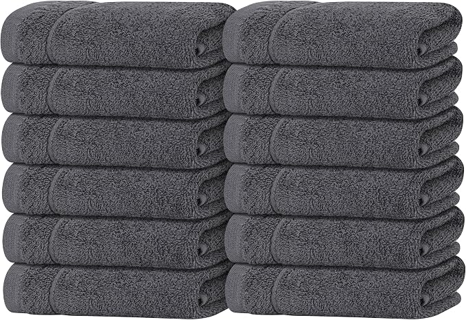 Tens Towels Pack of 12 Washcloths, 12 x 12 Inches, Lighter Weight, Quick to Dry by TensTowels