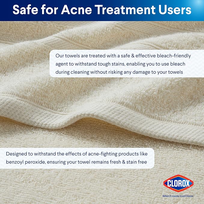 CLOROX Bleach Friendly Towels, Quick Dry, 100% Cotton Hand Towels, Highly - Image 3