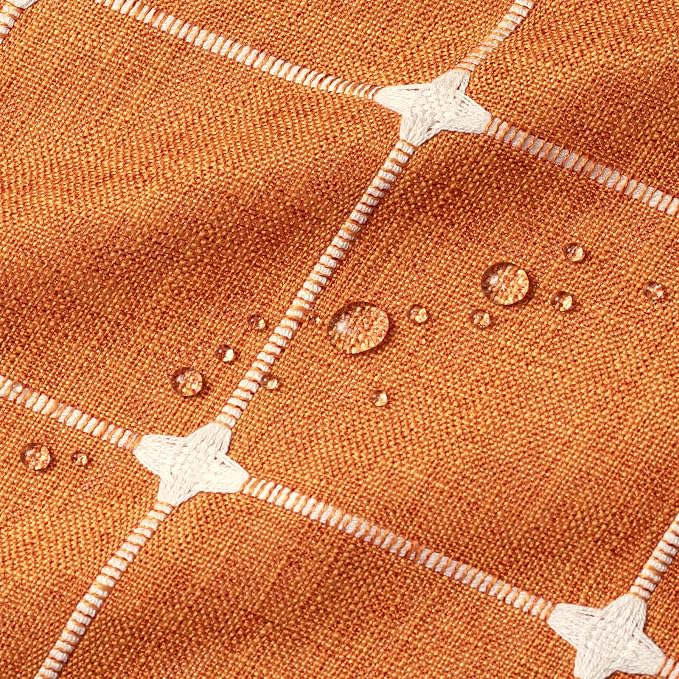 MitoVilla No Hooks Needed Orange Boho Shower Curtain - Image 6