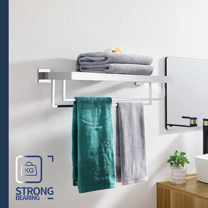 KOKOSIRI 24'' Bathroom Towel Shelf Chrome Towel Rack - Image 6
