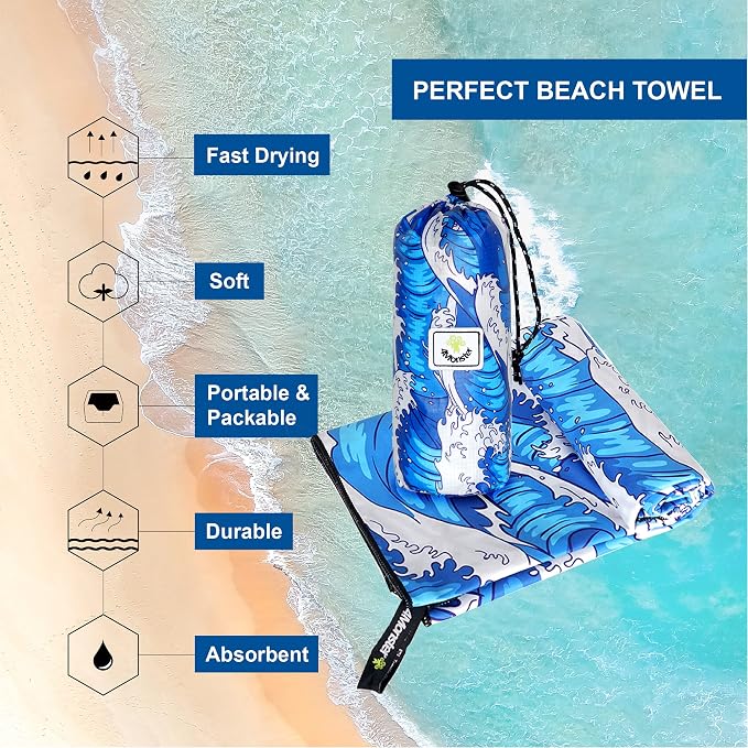 4Monster Microfiber Beach Towel Quick Dry, Super Absorbent Lightweight Travel - Image 2