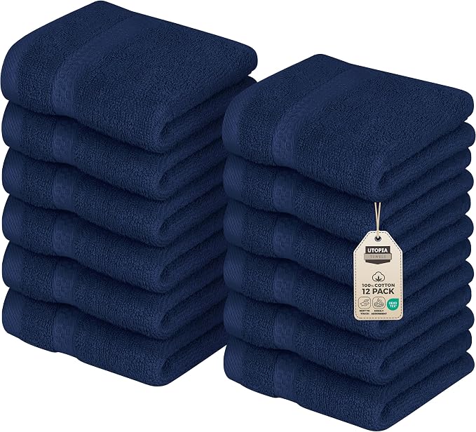 Utopia Towels 12 Pack Premium Wash Cloths Set, 12 by 12 Inches, 100% Cotton by UTOPIATOWELS
