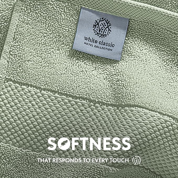 White Classic Luxury Light Green Hand Towels - Image 3