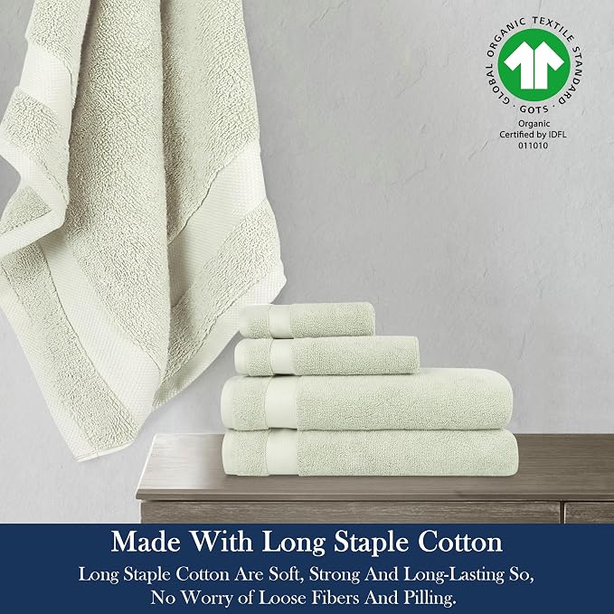 Delara Organic Cotton Luxuriously Plush Bath Towel 10 Piece Set|GOTS & Oeko-TEX - Image 3