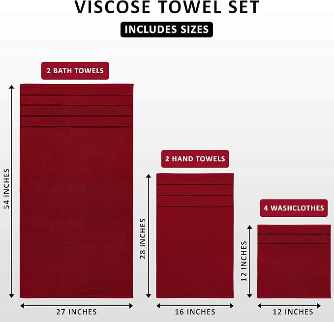 Utopia Towels 8-Piece Luxury Towel Set, 2 Bath Towels, 2 Hand Towels, and 4 - Image 2