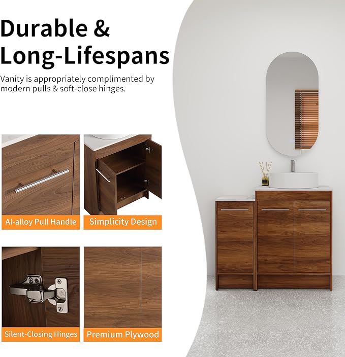 36 Inch Bathroom Vanity with Sink, Mordern Bathroom Vanity, Single Sink - Image 4