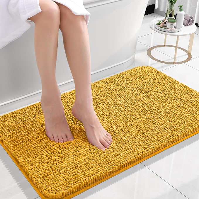 OLANLY Bathroom Rugs 24x16, Extra Soft Absorbent Chenille Bath Rugs, Rubber by OLANLY