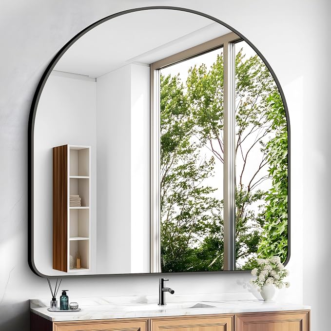 Arched Bathroom Mirror, Wall Mounted Mirror, Living Room, Hanging or Leaning by GLASHOM