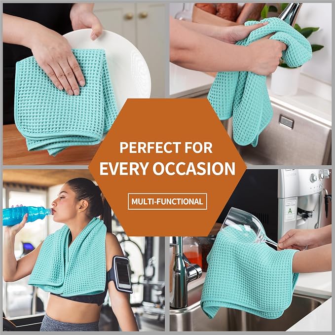 Microfiber Waffle Hand Towels, 4 Pieces, Fast Drying, Lint Free - Image 7
