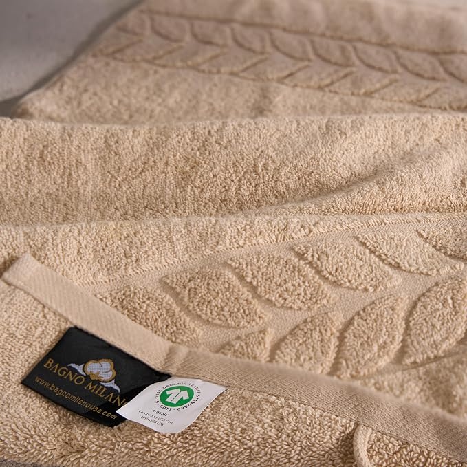 BAGNO MILANO Organic Turkish Cotton Bath Towels, Luxury Jacquard Collection - Image 5