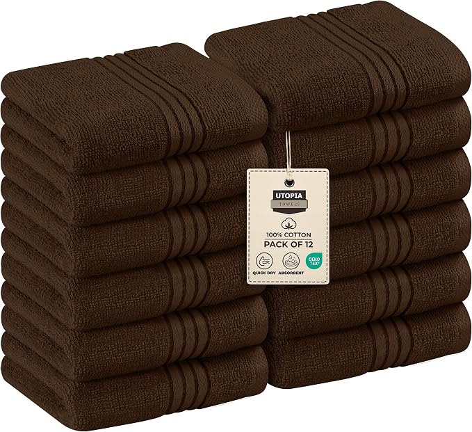 Utopia Towels 12 Pack Premium Wash Cloths Set, 12 by 12 Inches, 100% Cotton by UTOPIATOWELS