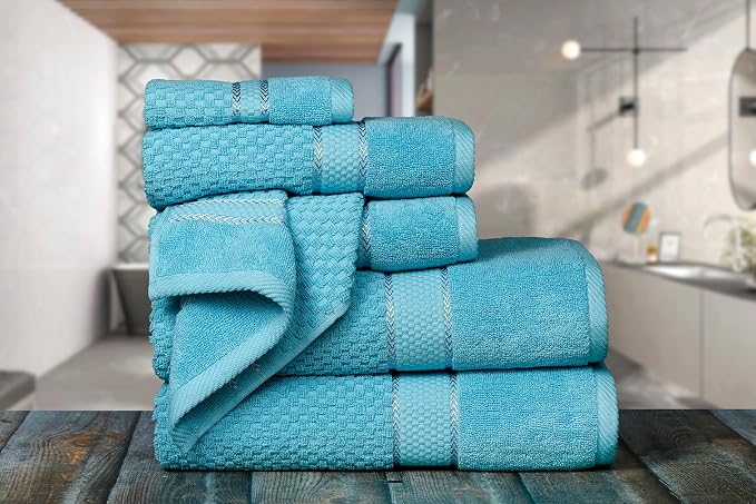 Ample Decor Towels for Bathroom, 6 Pieces Gift Set, 100% Cotton Soft Quick Dry - Image 2