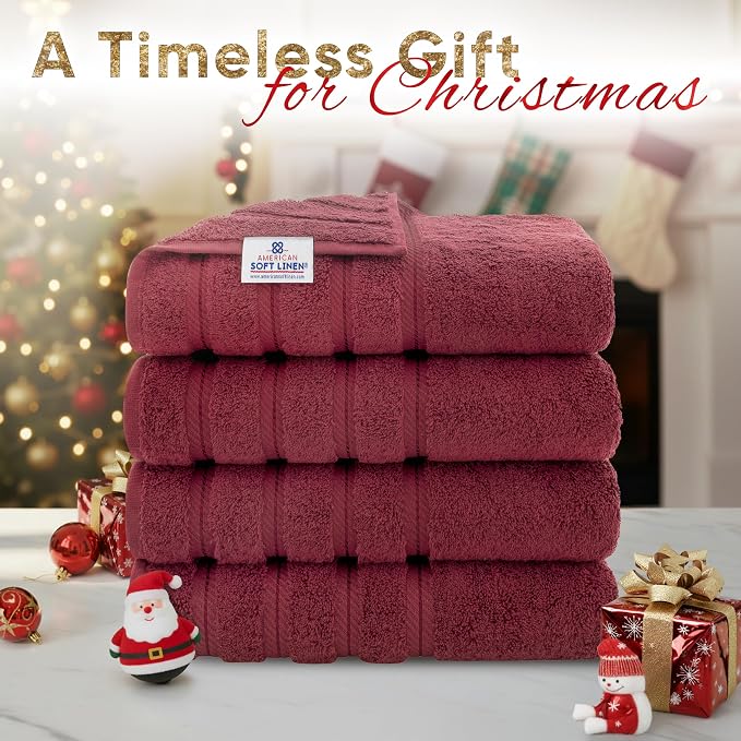 American Soft Linen Luxury 4 Piece Bath Towel Set, 600 GSM 100% Cotton Turkish - Image 2