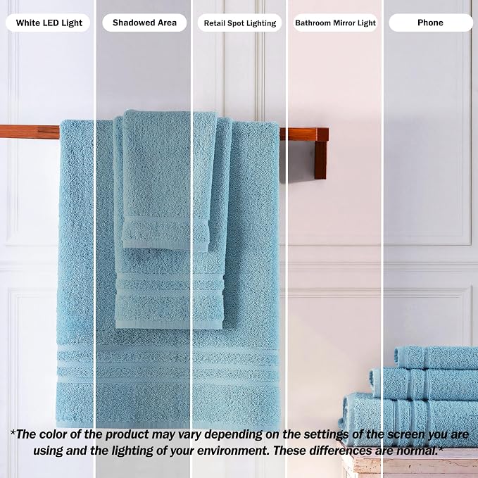 Hawmam Linen Light Blue 6 Piece Bath Towels Set - Image 3