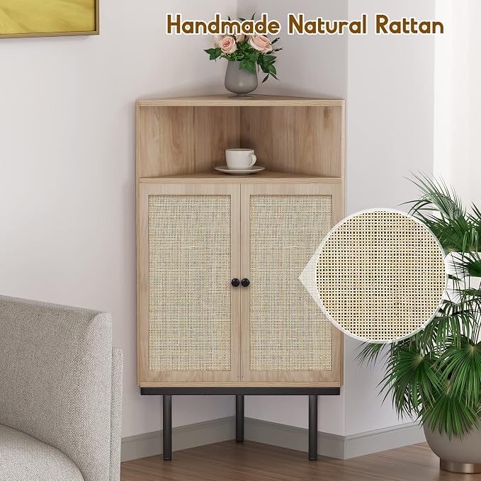 XIAO WEI 39 Inch Boho Corner Cabinet - Image 3
