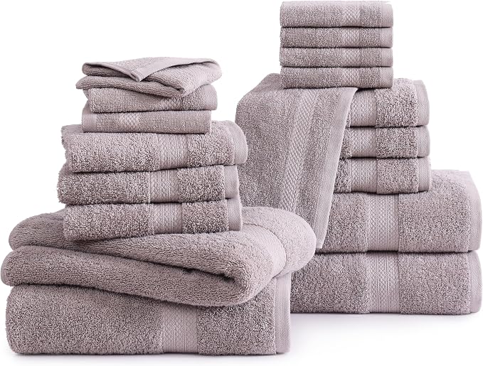 LANE LINEN Ring Spun Cotton Bath Towel Set, 8 Washcloths, 6 Hand Towels - Image 2