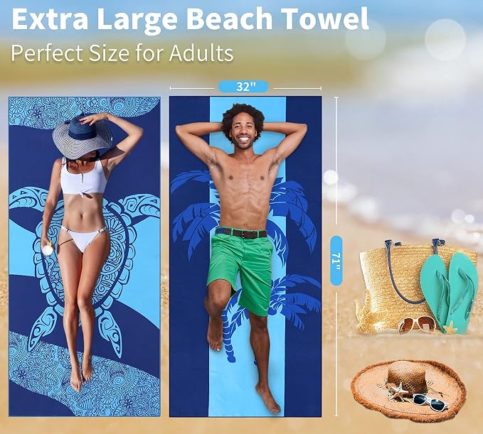6 Pack Lightweight Thin Beach Towel Oversized 71"x32" Big Extra Large - Image 4