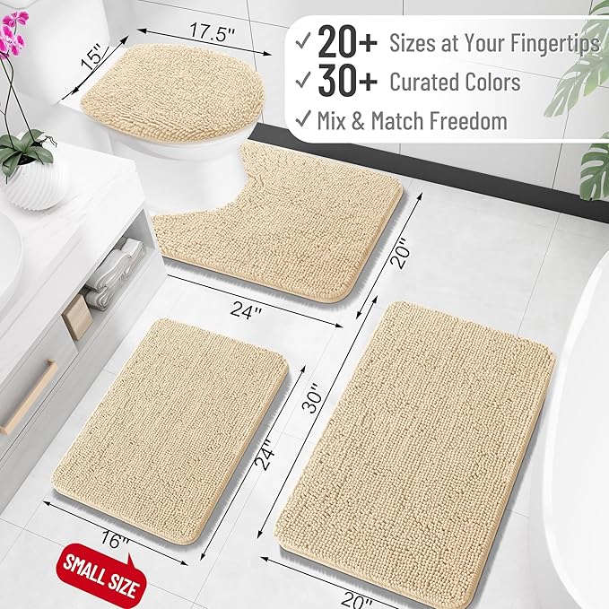 OLANLY Toilet Rugs U-Shaped 24x20, Extra Soft Absorbent Chenille Contour - Image 2