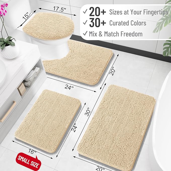 OLANLY Bathroom Rugs 32x20, Extra Soft Absorbent Chenille Bath Rugs, Rubber - Image 2
