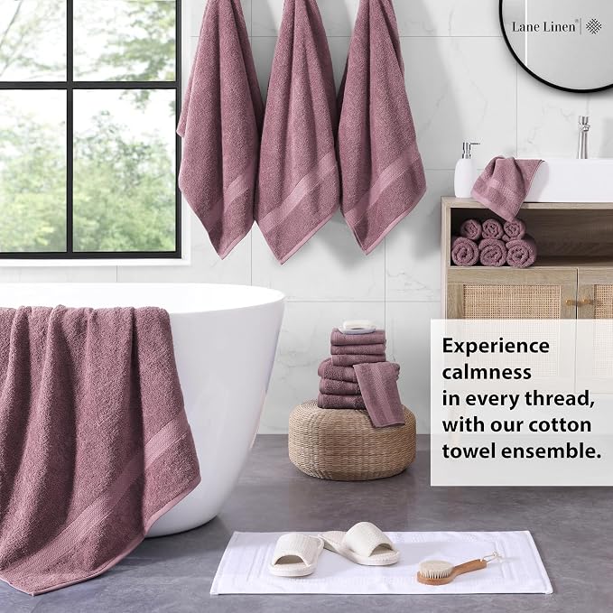LANE LINEN 100% Ring Spun Cotton Bath Towel Set, 8 Washcloths, 6 Hand Towels - Image 3
