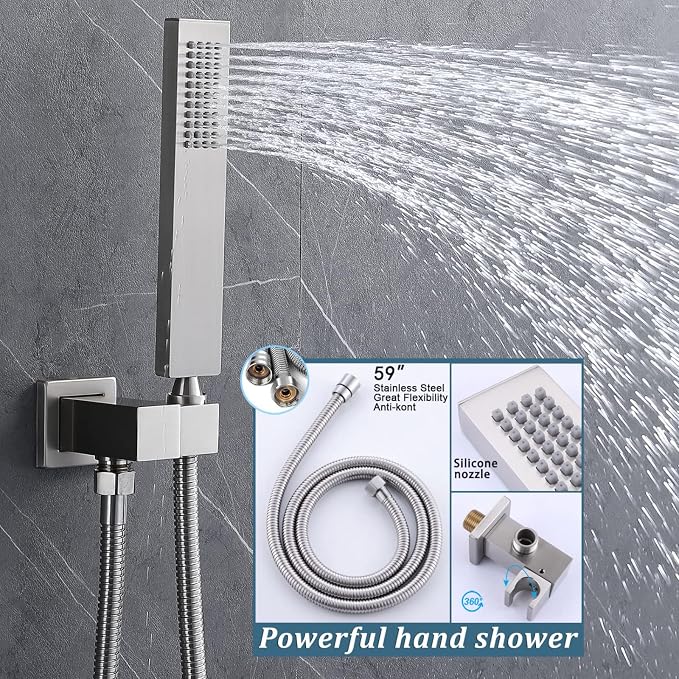 Brushed Nickel Shower System Set Temperature Display Push Button Shower Faucet - Image 4