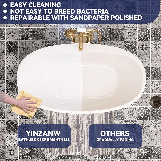 59" Acrylic Free Standing Tub, Stand Alone Tub, Freestanding Bathtub, Soaking - Image 6
