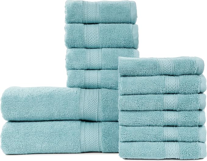 HILLFAIR 12-Piece Cotton Bath Towel Set by HILLFAIR