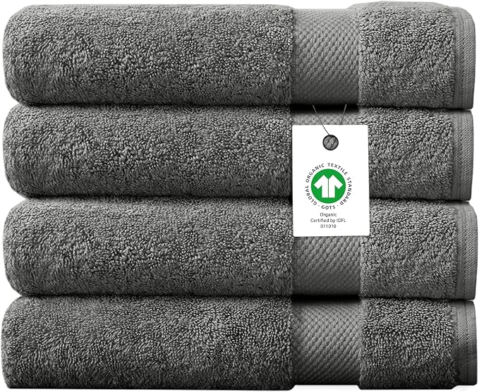 Delara Organic Cotton Luxuriously Plush Bath Sheet Pack of 4 | GOTS & OEKO-TEX by Delara
