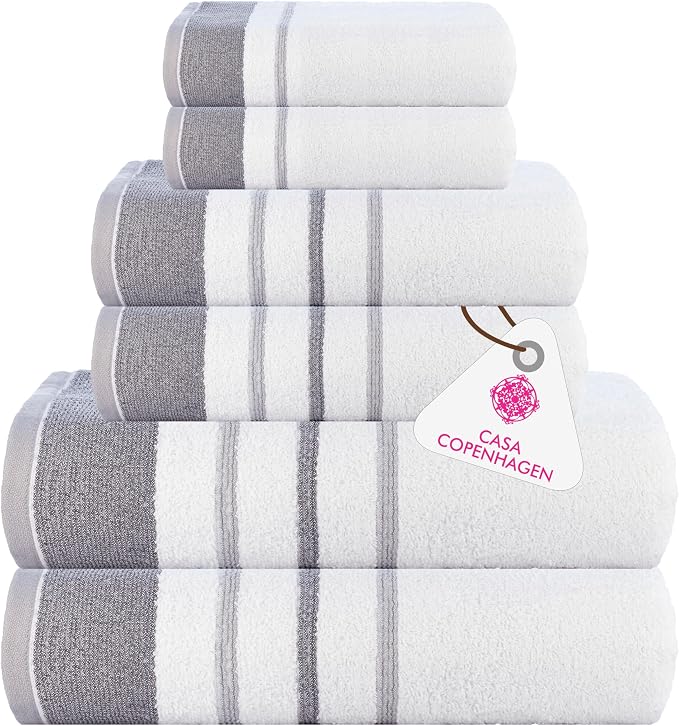 CASA COPENHAGEN White Bay, 6 Pieces Towel Set- White by CASACOPENHAGEN