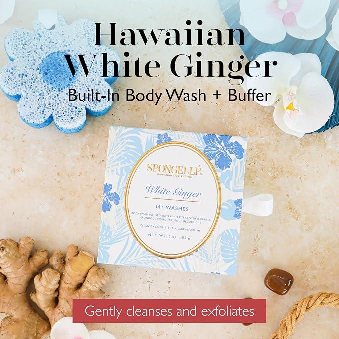 Spongellé White Ginger Hawaiian Buffer | Body Wash Infused Sponge - Image 2