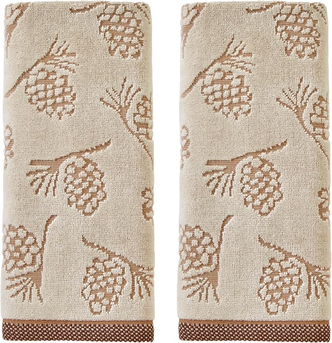 SKL Home Fall/Winter/Christmas Pinecone Jacquard Hand Towel 2pc Set by SKLHomebySaturdayKnightLtd