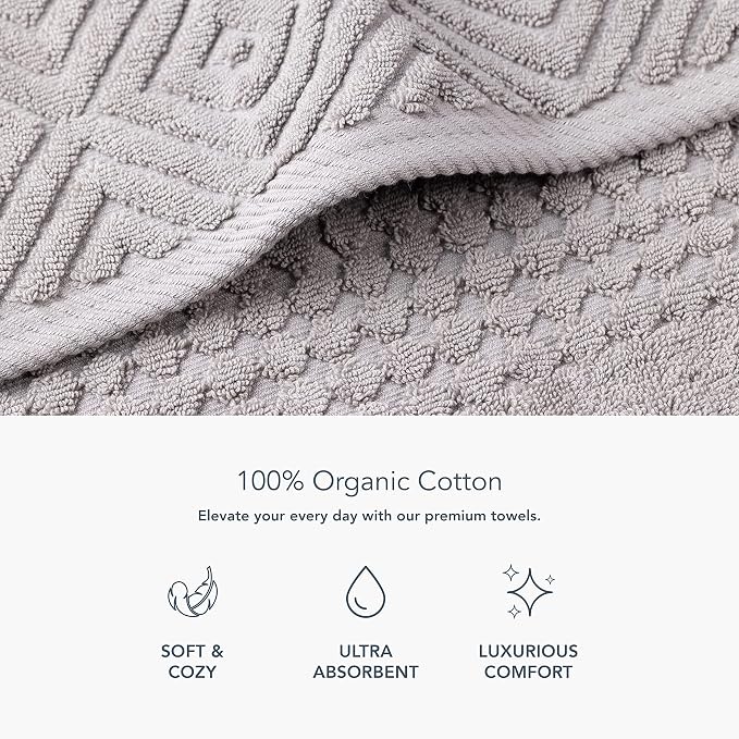Texere 100% Organic Cotton Diamond Jacquard 700 GSM Luxury Bath Towel Sets - Image 2