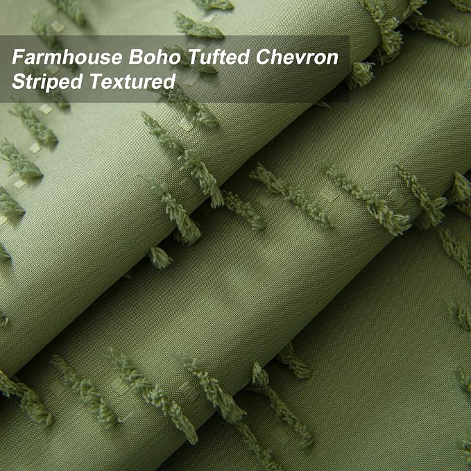Extra Long No Hooks Shower Curtains, 98 Inches Long Boho Tufted Chevron Striped - Image 3