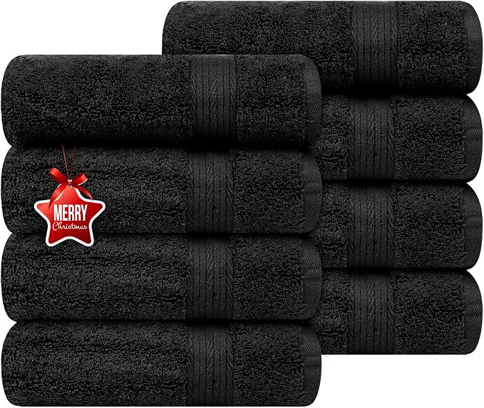 Ample Decor Hand Towel 18 X 28 Inch Pack of 8 600 GSM 100% Cotton, Oeko Tex by AmpleDecor