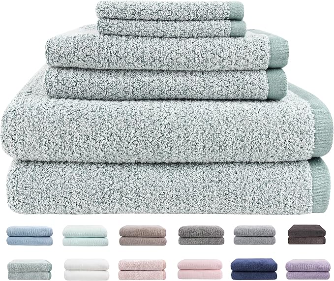 Everplush Diamond Jacquard 6 Pieces Bath Towel Set, Luxury Super Soft Oversized by Everplush