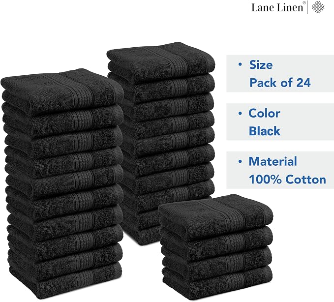 LANE LINEN 100% Cotton Washcloths 24 Pack - Image 8