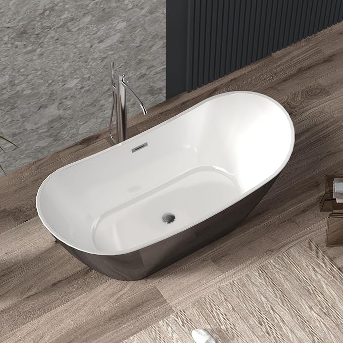 67 Inch Acrylic Soaking Bathtub, Modern Stand Alone Tub - Image 7