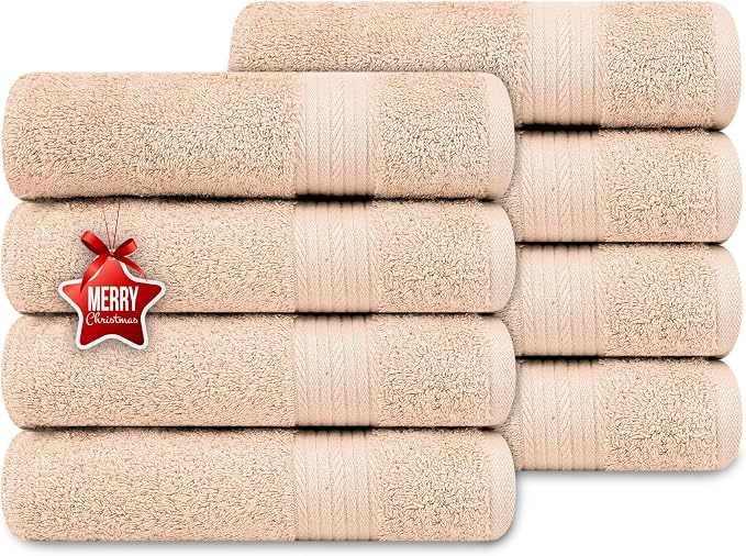 Ample Decor Hand Towel 18 X 28 Inch Pack of 8 600 GSM 100% Cotton, Oeko Tex by AmpleDecor