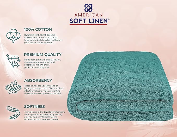 American Soft Linen Oversized Bath Sheet 40x80 Extra Large - Image 4