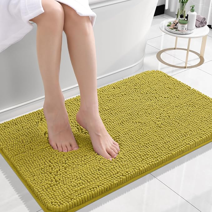 OLANLY Bathroom Rugs 24x16, Extra Soft Absorbent Chenille Bath Rugs, Rubber by OLANLY