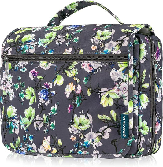 PAVILIA Hanging Toiletry Bag Women Men, Foldable Cosmetic Organizer Travel Bag by PAVILIA