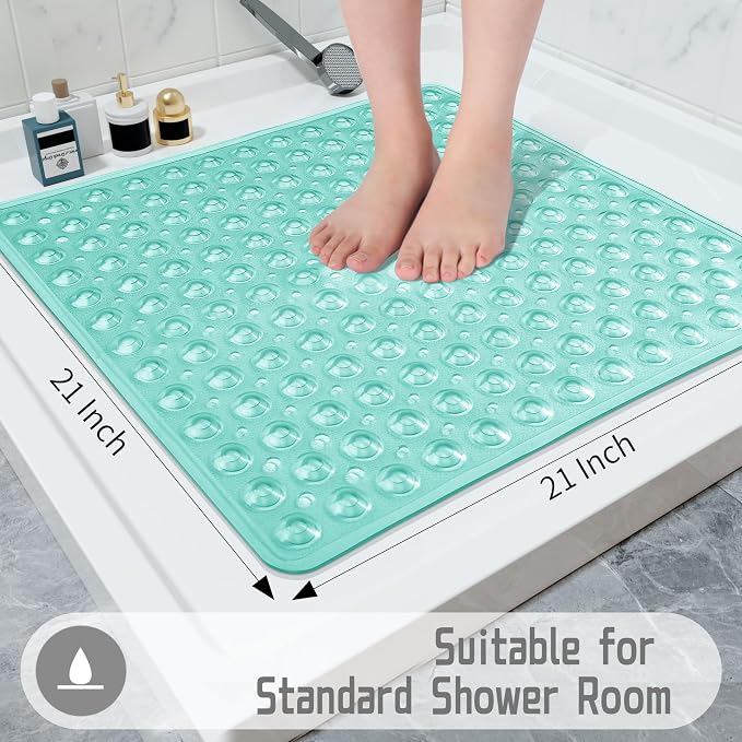 Yimobra Shower Stall Mat Non Slip, 21x21 Inch, Soft Square Bath Mat - Image 5