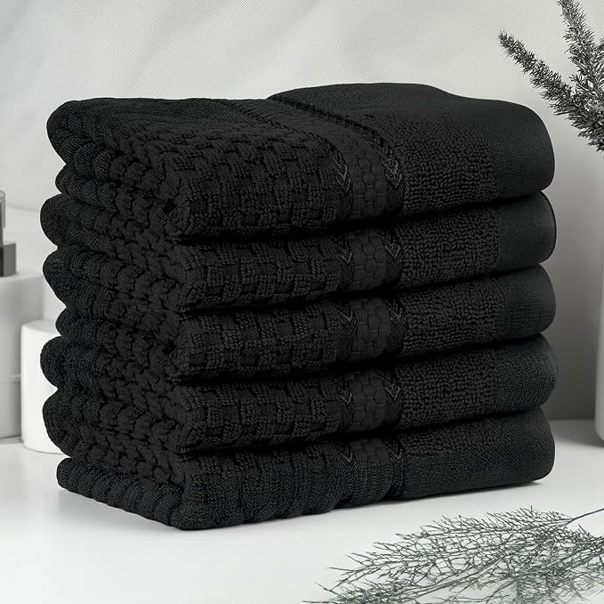 Ample Decor Wash Cloth Set of 5 100% Cotton - Image 2