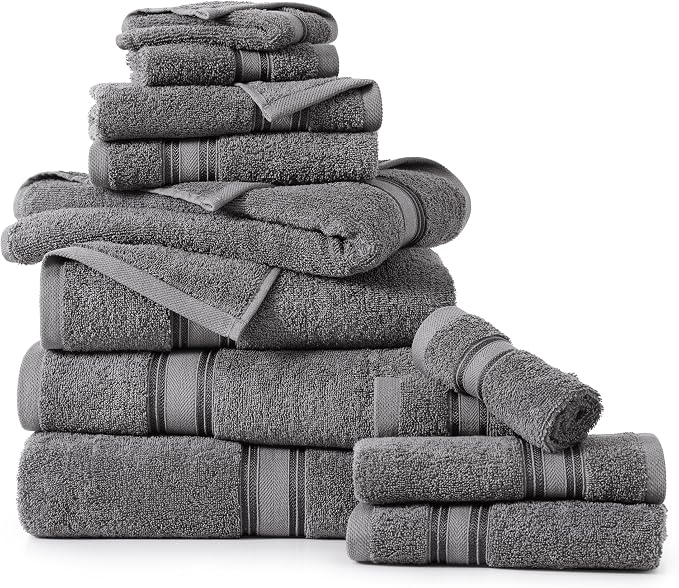 LANE LINEN Towel Set of 12 – 100% Mercerized Cotton, Zero Twist, 4 Large Bath - Image 2