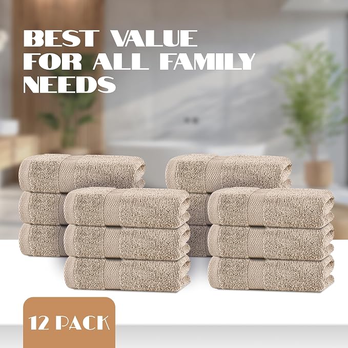 White Classic Wealuxe Taupe Hand Towels - Image 4