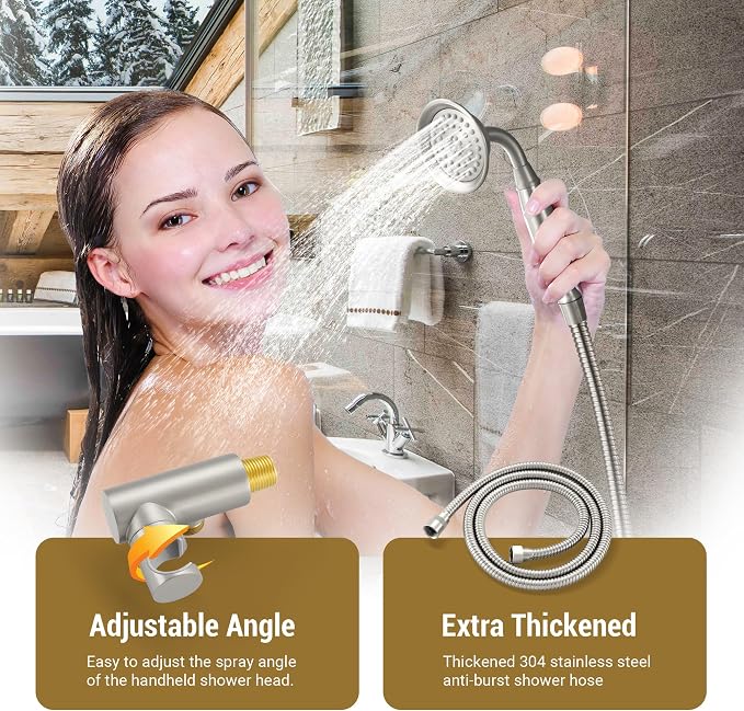 DASAN Rain Shower System Complete Antique Shower Faucet Sets, Brushed Nickel - Image 5