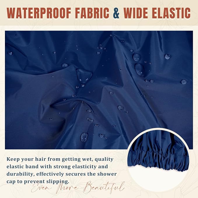 Reusable Shower Cap for Women, Stylish Large Waterproof Shower Bonnet Washable - Image 6