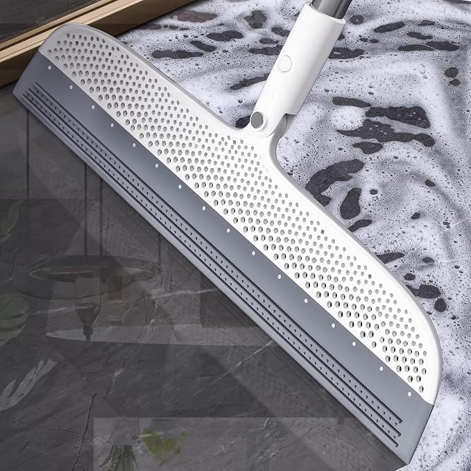Rubber Squeegee Broom for Floors, 51.77" Long Handle Multi-Surface Magic by funest