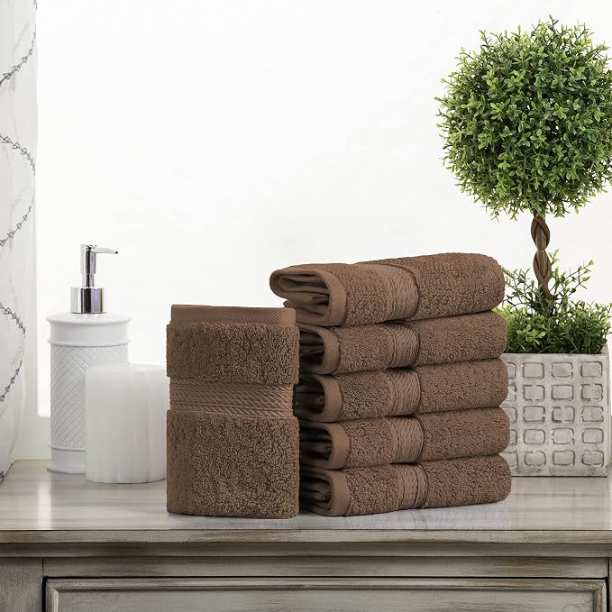 Superior Egyptian Cotton Pile Face Towel/Washcloth Set of 6, Ultra Soft Luxury - Image 2
